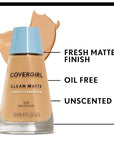 COVERGIRL, Clean Matte Liquid Foundation, Ivory 505, , may vary) 1 oz