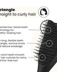 Tangle Teezer Ultimate Detangler Hairbrush, Eliminates Knots & Reduces Breakage, Mini Hair Brush for Travel, Small Hands & All Hair Types, Black
