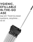 Grin Charcoal Infused Softstx, Gentle Dental Picks, 90 Count, Soft Flexible Bristles, Textured Plaque Removing Toothpick, Minty Flavor, for Between Teeth, Refillable Hygienic Case