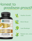 ZHOU Hairfluence, Hair Growth Supplement with Clinically Studied Lustriva and Keranat and Hair Vitamins Biotin 5000mcg, Vitamin D, A, C & B12, Non-GMO, Gluten Free, 120 VegCaps