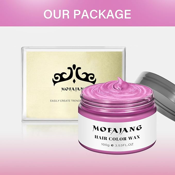 Temporary Hair Color Wax 4.23 oz-Instant Hairstyle Cream Hair Pomades Hairstyle Wax for Party Cosplay Easy Cleaning (1, Pink)