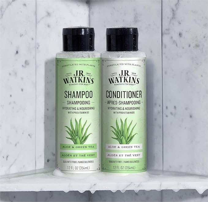 J.R. Watkins Daily Hydration Shampoo, Aloe & Green Tea - 12 fl oz (Pack of 2)