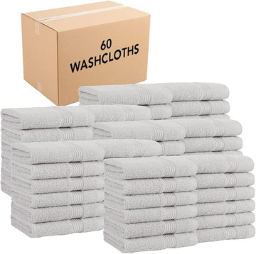 Arkwright Bath Washcloths 12 Pack - (Bulk Case of 60) Super Soft 100% Cotton, 600 GSM Quick Dry & Absorbent, Luxury Face & Body Wash Cloth Towels for Hotels, Spa, and Vacation Rental, Titanium Grey