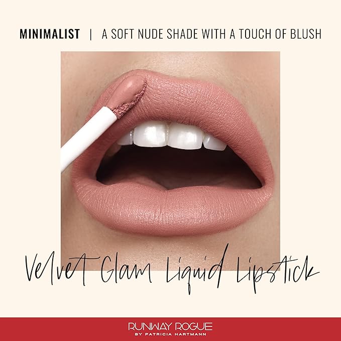 Runway Rogue Velvet Glam Liquid Lipstick, Almost-Matte Soft Nude Lipstick with a Touch of Blush, ‘Minimalist’