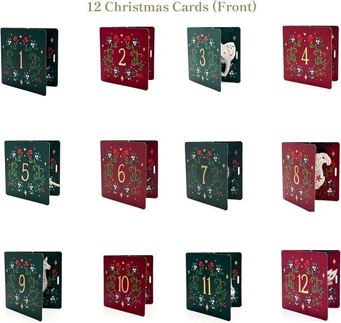 Freshcut Paper 2025 Advent Calendar, Enchanted Forest Christmas Ornaments, Pop Up 3D Greeting Cards, Paper Advent Calendar for Adults, Christmas Gifts, Holiday Cards with Blank Notecard & Envelope