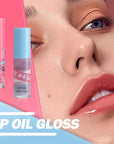 Lip Gloss Oil Set-2 Colors Hydrating Tinted Lipgloss Lip Glow Oil,Non-sticky Shiny and Vegan Lip Glaze, Glitter Crystal Jelly Lip Glaze,Women's Day Makeup Gift Kit for Women Girl-Set D