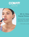Conair GIRLBOMB All-in-1 Facial Hair Trimmer for Women - 9 Piece Kit with 2 Dermablades - Perfect for Face, Ear/Nose and Eyebrows - Battery-Powered