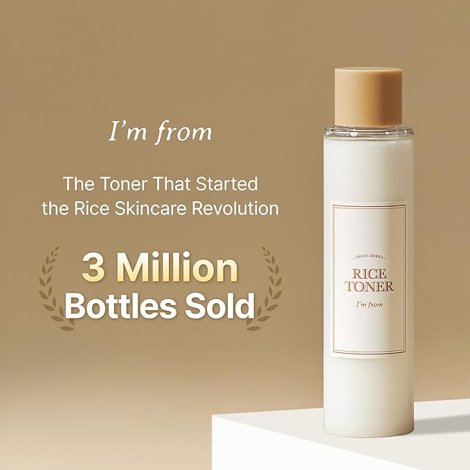 I'm from Rice Toner, Milky Toner for Glowing Skin, Korean Rice, Glow Essence with Niacinamide, Hydrating for Dry, Dull, Combination Skin, Vegan, Fragrance Free, Glass Skin 5.07 Fl Oz