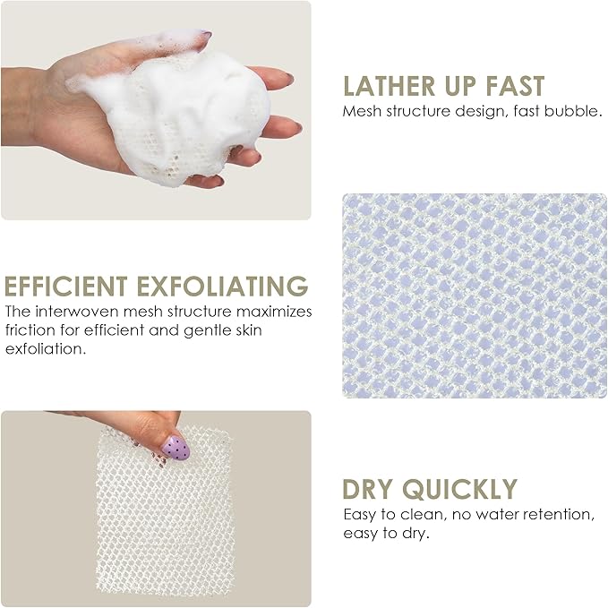 INNERNEED Exfoliating Net Cover Sponge Bath Scrubbing Loofah Rough Washcloth Case 4pcs, Only for INNERNEED Silicone Body Brush （Only Case）