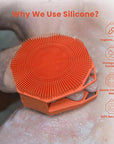 iTokGok® Premium 2-in-1 Silver-Infused Silicone Body Scrubber, Double-Sided Design Body Brush Silicone Body Scrubber Exfoliating Body Brushes for All Skin for Showering, Lathers Well - Orange