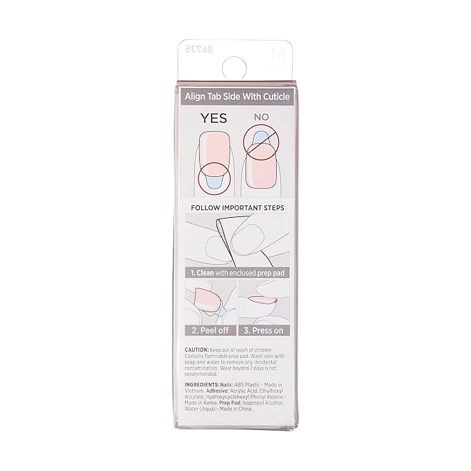 KISS imPRESS No Glue Mani Press On Nails, Color, 'Serendipity', Pink, Medium Size, Coffin Shape, Includes 30 Nails, Prep Pad, Instructions Sheet, 1 Manicure Stick, 1 Mini File