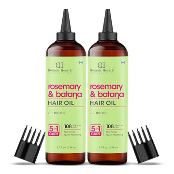 Botanic Hearth 100% Pure Rosemary Batana Oil For Hair Growth | Infused with Biotin, Jojoba, Castor Oil | Hair Oil Repairs Dry Damaged Hair, Strengthening, Healthier - Hair Tonic, 2 fl oz, 2pack