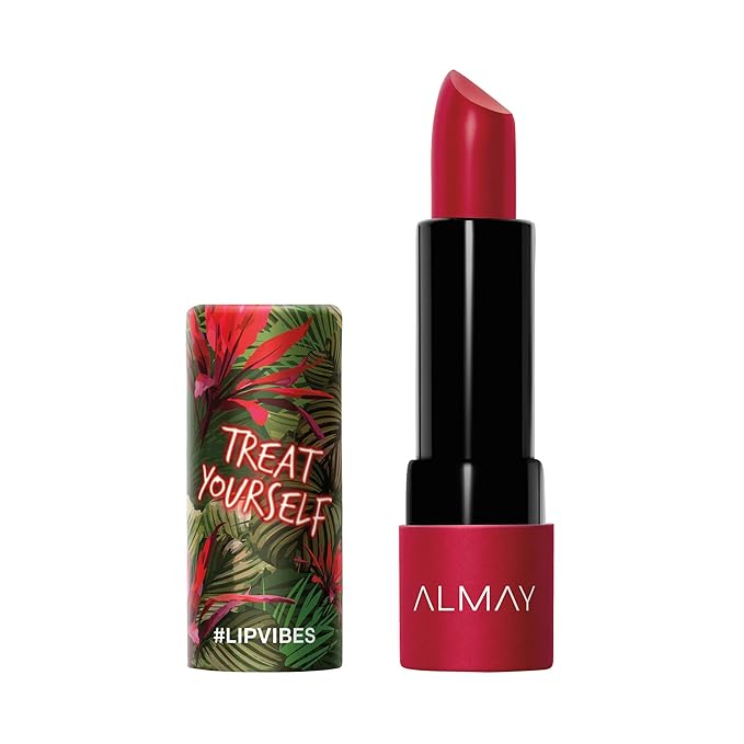 Almay Lip Vibes Lipstick with Vitamin E Oil & Shea Butter, Matte Finish, Hypoallergenic, Treat Yourself, 0.14 Oz