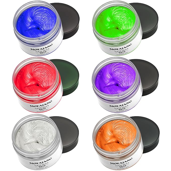 Temporary Hair Color Chalk For Kids, Hair Wax Color For 4 5 6 7 8 9 Year Old Girl Gifts, Birthday,Party, Cosplay DIY, Children's Day, Halloween, Christmas (6, Red Orange Purple Blue Green Gray)