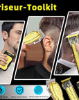 Professional Hair Clipper Set for Men Electric Shaver Razor Cordless Hair Cutting Barber Clippers Beard Trimmer Men’s Grooming Kit Gifts for him (Gold)