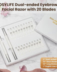 Dermaplaning Tool for Face Eyebrow Razor, Includes 2 Dual End Razors and 20 Blade Refills Exfoliating Face Razors for Women Facial Razor for Peach Fuzz and Eyebrow Starter Kit