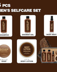 Gift Sets for Men Bath and Body Mens Gifts 6pcs Sandalwood Travel Size sets with Shampoo, Shower Gel, Soap, Body Lotion, Birthday Gifts for Men, Self Care Fathers Day Gifts