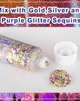 MEICOLY Face Glitter Makeup for Music Festival,Country Concert Outfits for Women,Gold Silver Purple Body Glitter,Halloween Party Accessories Glitter Face Paint,50ml