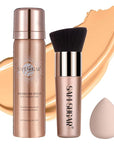 AirBrush Foundation Spray, Liquid Foundation Makeup Set, Full-Coverage Foundation Mist for Color Correcting,Concealer, Flawless Look, Matte Finish,Include Brush and Sponge,2.28oz (#4 Warm Beige)