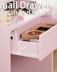 LIKIMIO Small Makeup Vanity Desk with Mirror and Lights, Vanity Table Set with Storage Drawer, Chair and Three Shelves, Bedroom, Pink