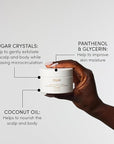 OUAI Scalp & Body Scrub, St. Barts Travel Size - Exfoliating Body Scrub with Sugar & Coconut Oil Blend for Smooth, Moisturized Skin - Gentle Scalp Scrub for Removing Product Build Up (3.4 oz)
