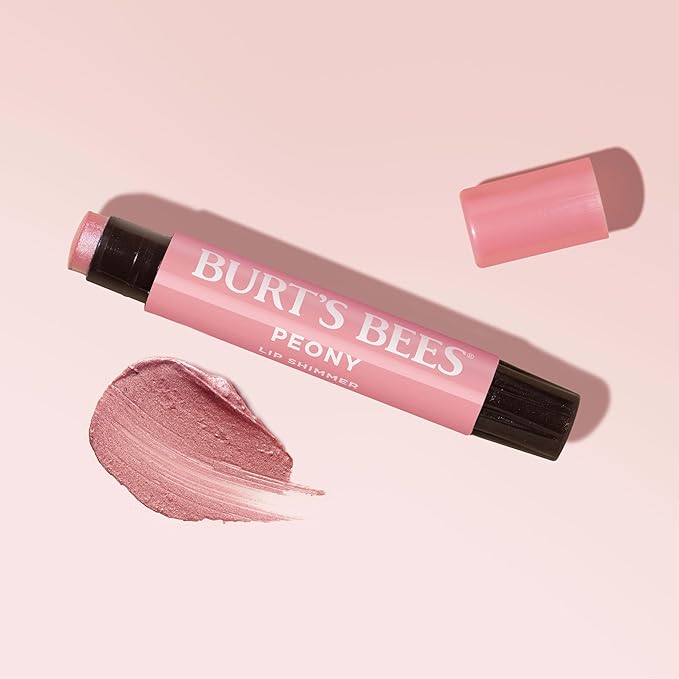 Burt's Bees Lip Shimmer Peony; Warm, Luminescent Color; High Impact, Instant Moisture; with Shea and Cocoa Butters; 100% Natural Origin (Packaging May Vary)
