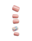 KISS imPRESS No Glue Mani Press On Nails, Design, 'Miracle', Pink, Short Size, Squoval Shape, Includes 30 Nails, Prep Pad, Instructions Sheet, 1 Manicure Stick, 1 Mini File