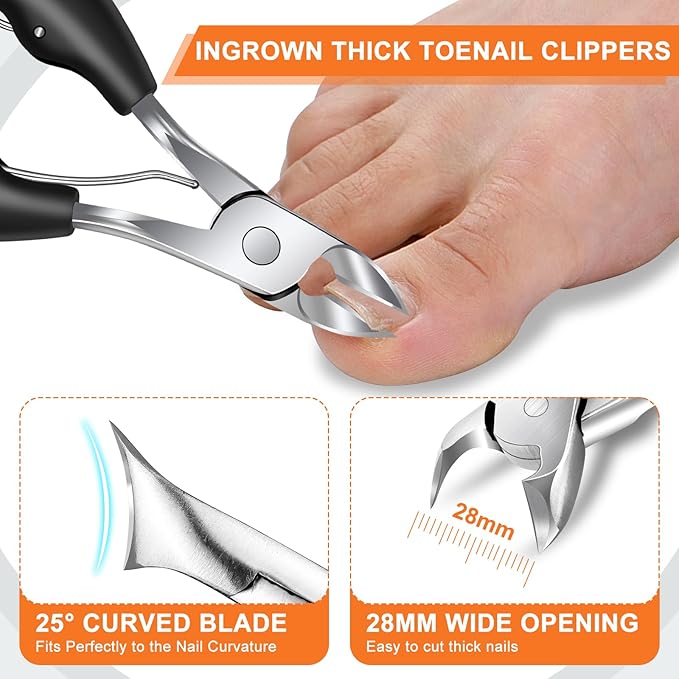 Toenail Clippers for Seniors Thick Toenails, DRMODE Heavy Duty Toe Nail Clippers for Men Thick Ingrown Nails with Wide Opening, Large 360 Degree Rotary Anti-Splash Finger Nail Clippers Adult w Catcher