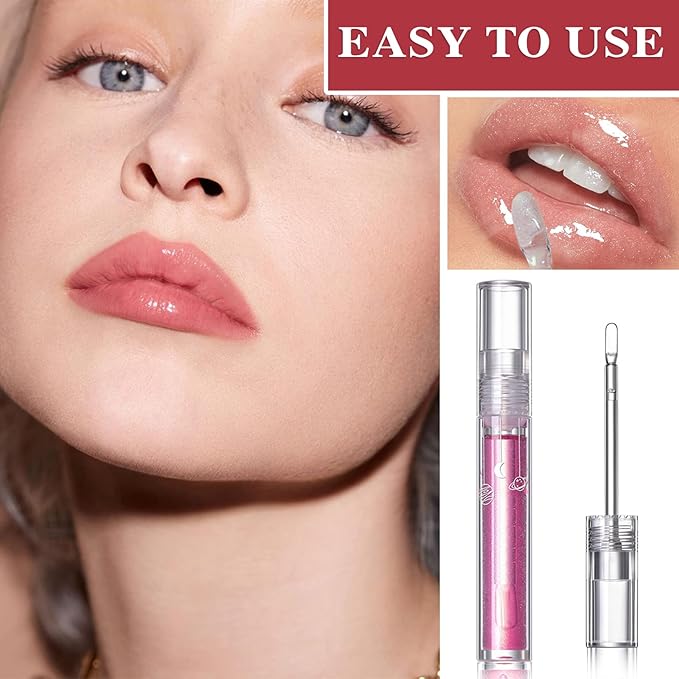 Lip Glow Oil Moisturizing Lip Balm,Plump Lip Gloss Lip Care Clear Lip Oil Tinted,Hydrating Lip Glow Oil Gloss Transparent Plumping Glass Lip Glow Oil Fresh Texture,Set of 6