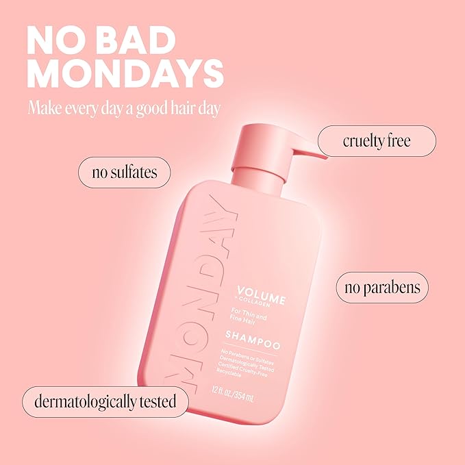 MONDAY HAIRCARE VOLUME Shampoo with Hydrolyzed Collagen & Macadamia Oil for Thin, Fine & Flat Hair 354 mL