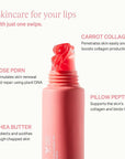 LipLock Jelly Serum for Dry Lips, Long-Lasting, Hydrating, Plumping, Glossy Mask with Rose PDRN, Carrot Collagen, Pillow Peptide, Moisturizing Tinted Lip Balm. (Peach Muse)