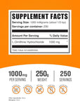 BulkSupplements.com L-Ornithine HCl Powder - L-Ornithine Hydrochloride, Ornithine Supplement - Amino Acids Supplement, Gluten Free, 1000mg per Serving, 250g (8.8 oz) (Pack of 1)