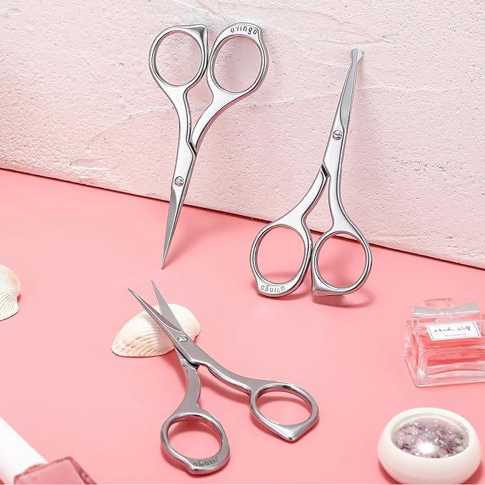 LIVINGO Nose Hair Scissors – Precision Stainless Steel Trimming Scissors with Rounded Tips, Safe and Easy Grooming for Nose, Ear, and Facial Hair