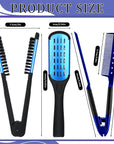 CHENGU 2 Pcs Straightening Comb For Hair, Boar Bristles Clamp Double Sided Brush Hair Straightening Brushes Comb Flat Iron Styling for Knotty Unkempt(Blue, Black)