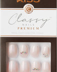 KISS Classy, Press-On Nails, Nail glue included, 'On Stage', Off white, Short Size, Oval Shape, Includes 30 Nails, 2g Glue, 1 Manicure Stick, 1 Mini file