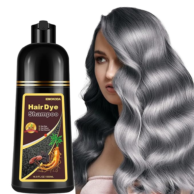Instant Silver Gray Hair Color Shampoo, 3-in-1 Long-Lasting Dye for Women and Men - Works in Minutes