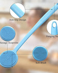 VWMYQ Silicone Back Scrubber for Shower, 17in Lengthen Long Handle Body Brush, Double Sided Shower Brush for Shower Exfoliating and Massage Can Produce Rich Foam, Long Handle Back Scrubber for Men