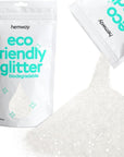 Hemway Eco Friendly Biodegradable Glitter 100g / 3.5oz Bio Cosmetic Safe Sparkle Vegan for Face, Eyeshadow, Body, Hair, Nail and Festival Makeup - Ultrafine (1/128" 0.008" 0.2mm) - White Iridescent