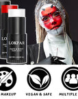 Black & Red & White Face Body Paint Stick, White Foundation Makeup, Football Baseball Eye Black Stick, Professional Halloween Face Makeup Kit for Zombie Clown Vampire Skeleton Joker Costume