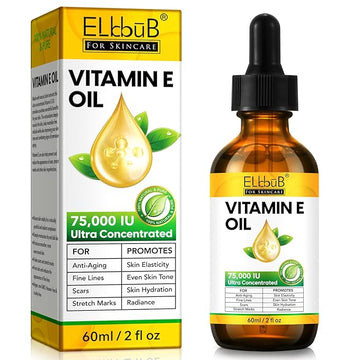 Vitamin E Oil - 75,000 IU Ultra Concentrated - Moisturizes, Fades Scars & Stretch Marks, Anti-Aging & Skin Hydration - for Face, Body, Hair, and Nails
