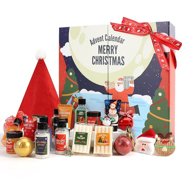 Advent Calendar 2025 Adult, Holiday Gift Baskets for Women with Hand Cream, Epsom Salt, Candle, Necklace, Brooch, Ear Clips, Skincare Beauty Advent Calendar, Happy New Year Countdown Calendar Gift Set