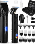 Soonsell Hair Clippers for Men T-Blade Trimmer Set,Man Professional Cordless Barber Clippers Set,Blade Close Cutting Beard Trimmer,LED Display（Black）
