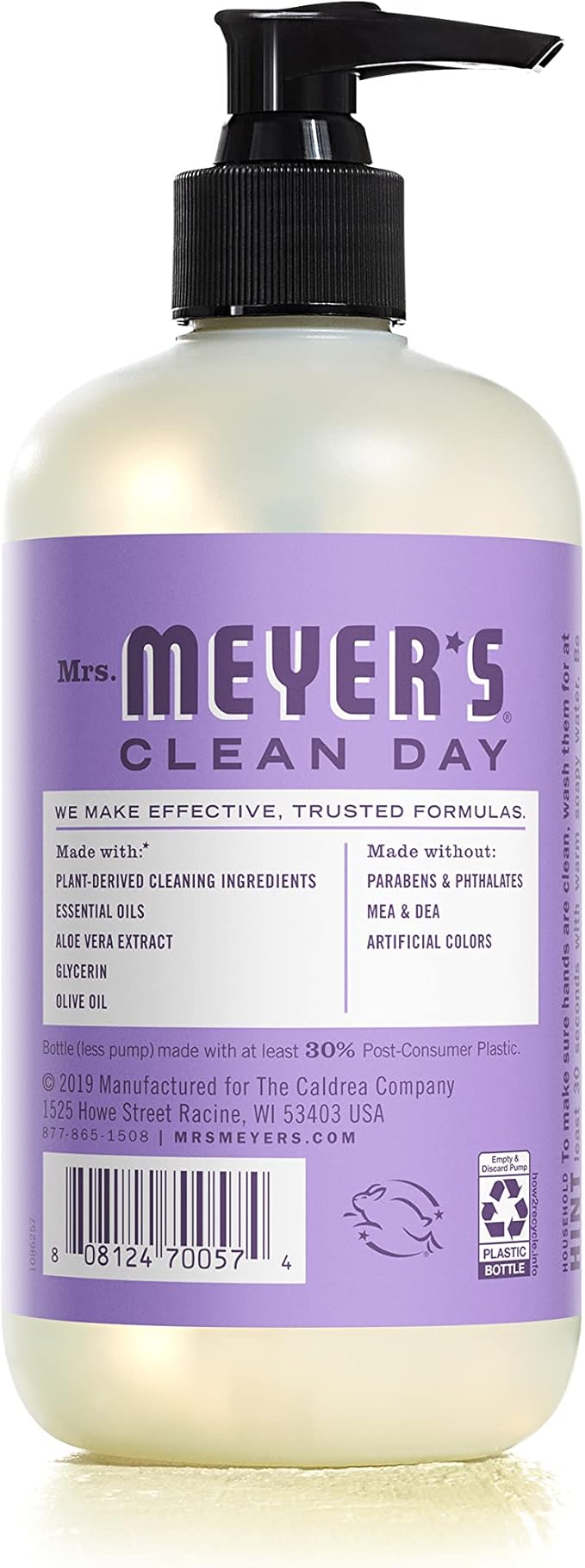 MRS. MEYER'S CLEAN DAY Liquid Hand Soap, Lilac Scent, 12.5 Ounce Bottle (Pack of 3)