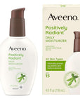 Aveeno Positively Radiant Daily Face Moisturizer with SPF 15 Sunscreen, Hydrating Facial Moisturizer with Soy Extract to Improve Skin Tone and Texture, Hypoallergenic Formula, Oil-Free, 4 FL OZ