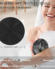 INNERNEED Food-Grade Soft Silicone Body Scrubber Shower Brush Handheld Cleansing Skin Brush, Gentle Exfoliating and Lather Well (Black+Gray)