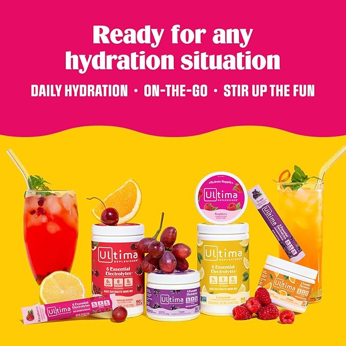 Ultima Replenisher Daily Electrolyte Drink Mix – Cherry Pomegranate, 90 Servings – Hydration Powder with 6 Electrolytes & Minerals – Keto Friendly, Vegan, Non- GMO & Sugar-Free Electrolyte Powder