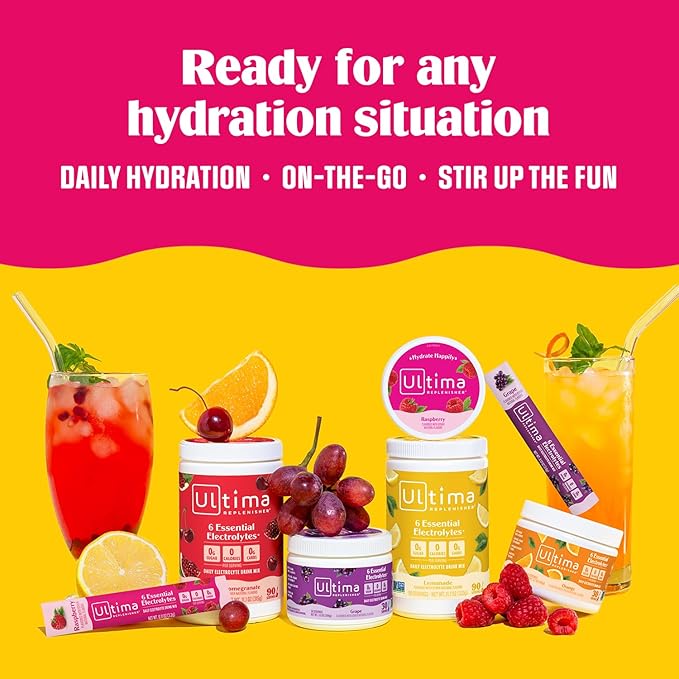 Ultima Replenisher Daily Electrolyte Drink Mix – Pink Lemonade, 90 Serving – Hydration Powder with 6 Key Electrolytes & Trace Minerals – Keto Friendly, Vegan, Non-GMO & Sugar-Free Electrolyte Powder