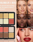 12 Colors Cream [Blush Contour Concealer Highlighter] Makeup Palette for Cheeks - All in One Makeup Palette Kit with Brush, Long Wearing Waterproof Blendable Face Make Up Pallete (#05)