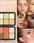 12 Colors Cream [Blush Contour Concealer Highlighter] Makeup Palette for Cheeks - All in One Makeup Palette Kit with Brush, Long Wearing Waterproof Blendable Face Make Up Pallete (#04)