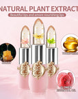 3 Pcs/Set Flower Jelly Lipstick Set Temperature Change Moisturizer Long Lasting Nutritious Glossy Shine Lip Balm Magic Gold Crystal PH Color Change Lip Gloss for Women